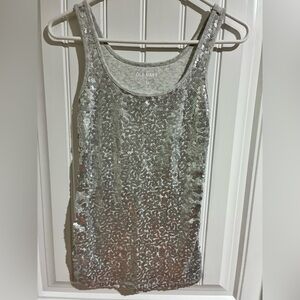 Old Navy Grey/Silver Sequin Tank Top